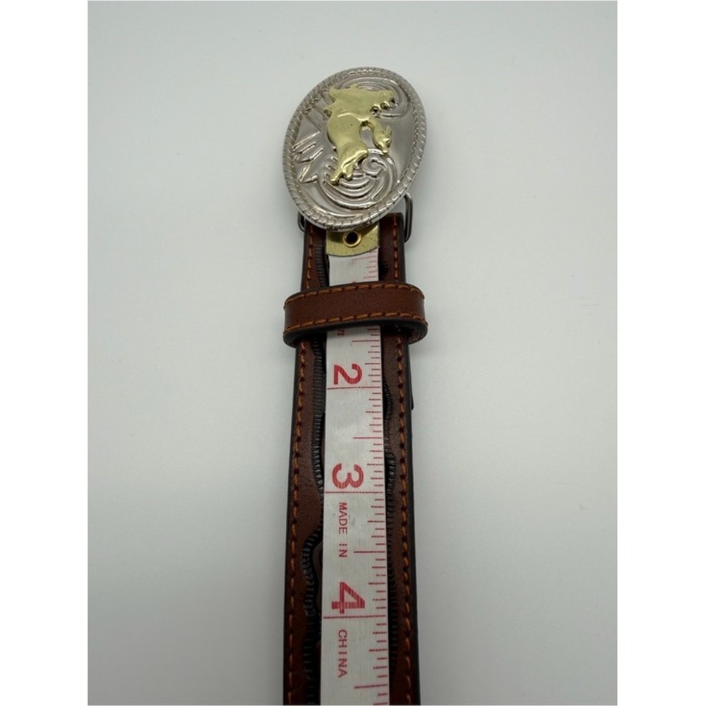 Nocona Belt Co. Boys Western Cowboy Rodeo Recycled Leather Brown Belt Size 22 - Picture 5 of 6